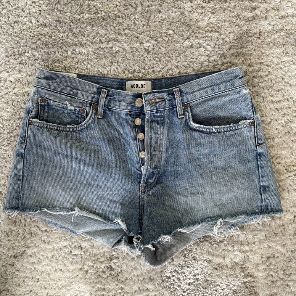 Agolde Light Blue Jean Shorts